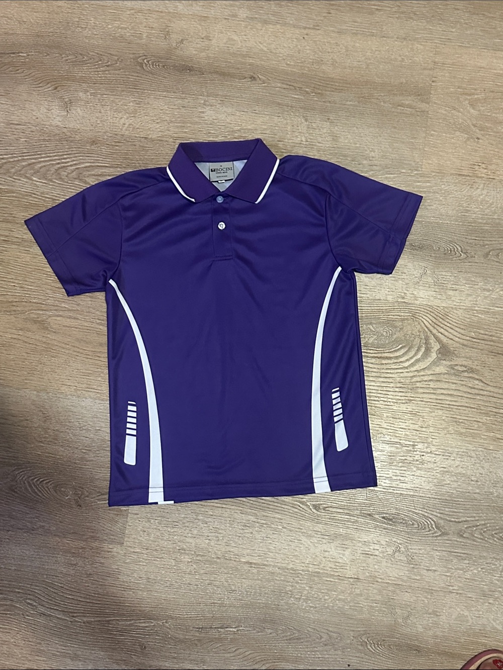 Kids Purple Performance Polo with White Accents